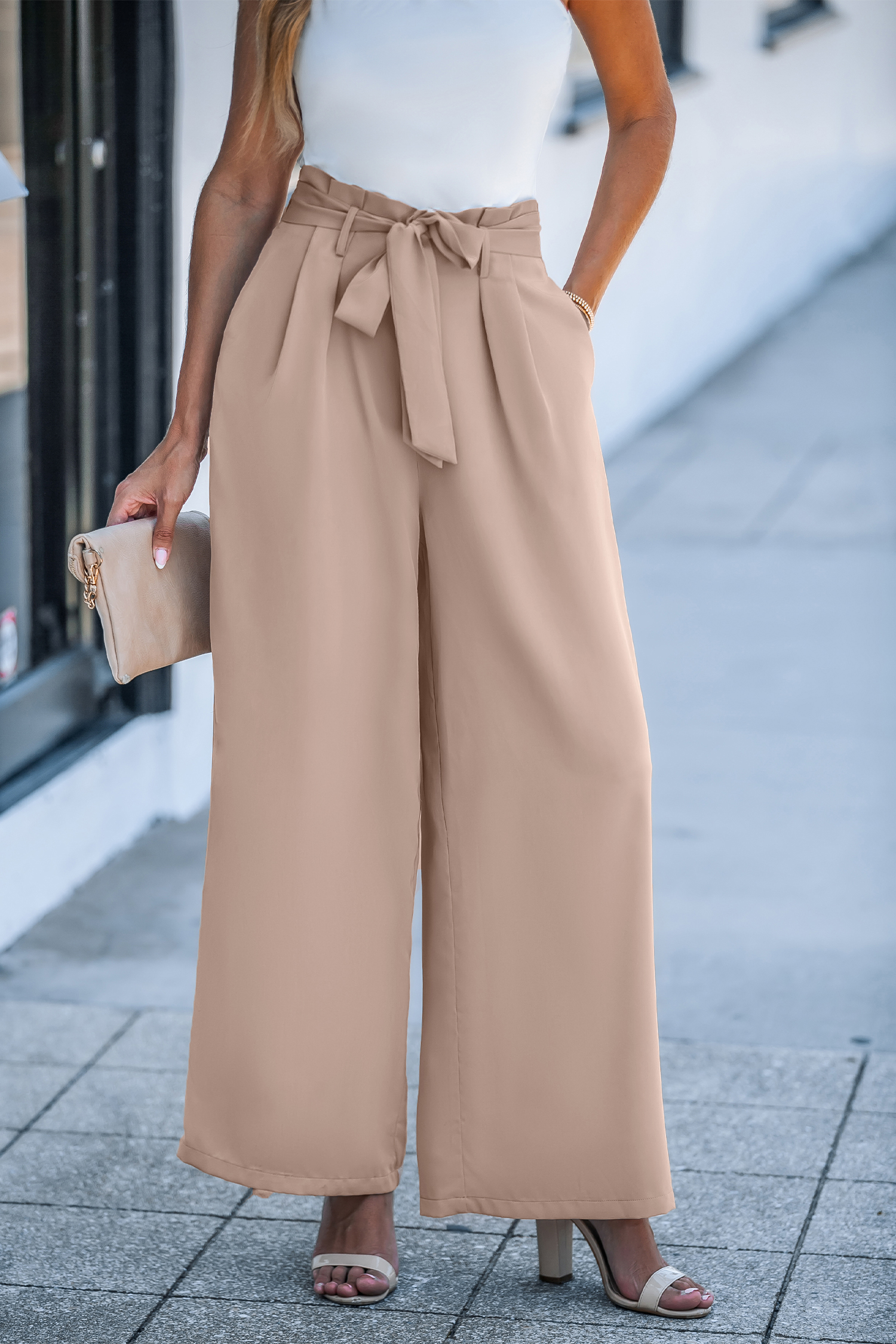 Kaki Straight Leg Pants